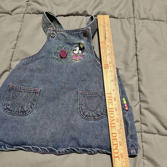Vintage Mickey & Co Minnie Mouse Denim Jean Jumper Dress Overalls Size 18-24M - Picture 8 of 9